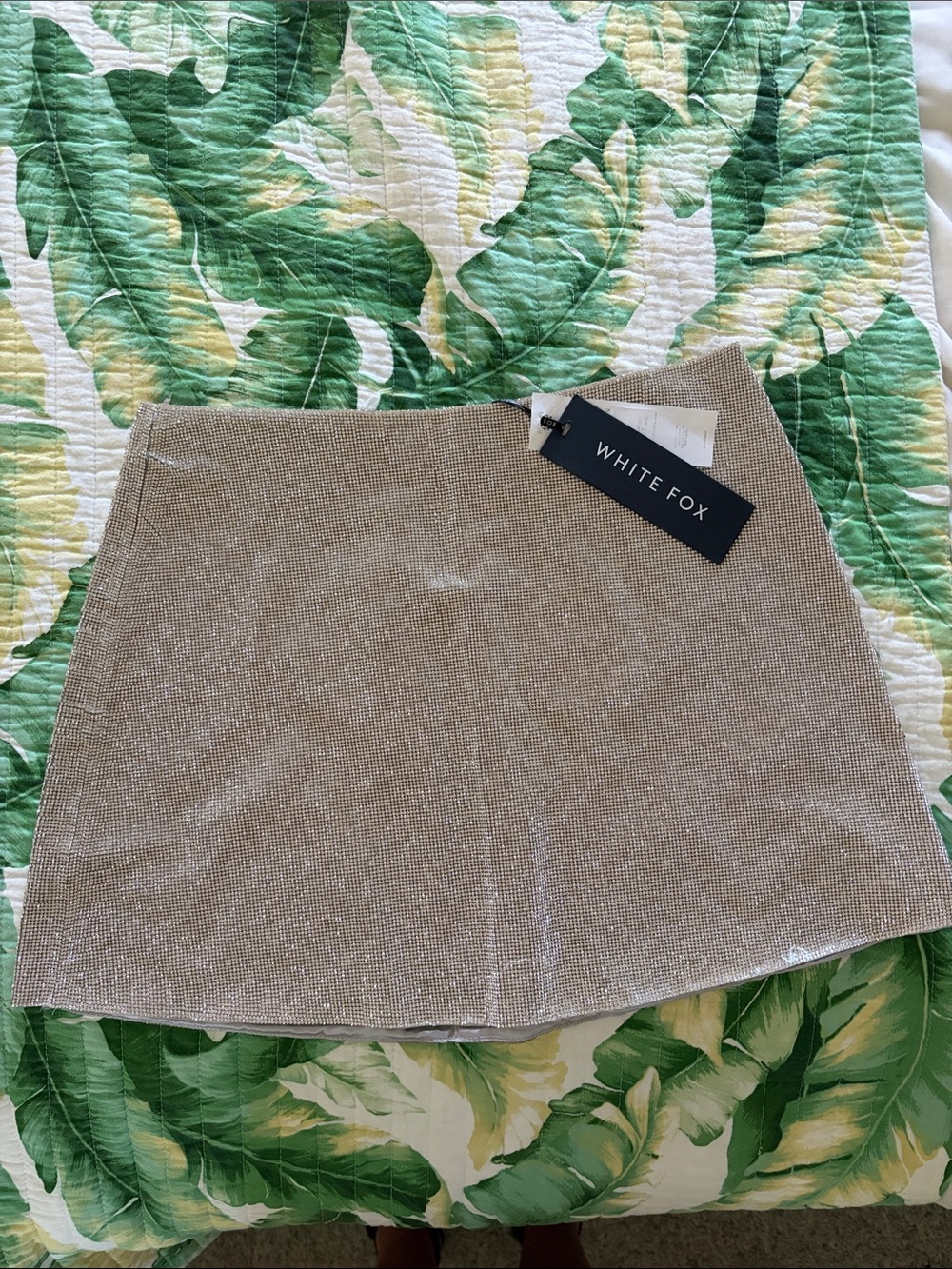 White Boutique rhinestone mini skirt